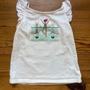 Janie and Jack white ruffle sleeveless summer swimmers graphic shirt SIZE 4